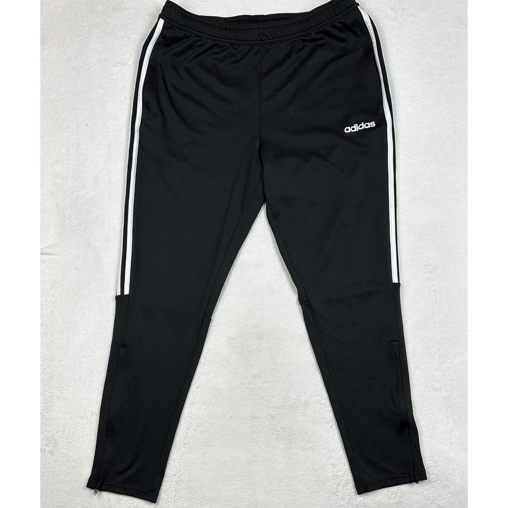 Adidas Mens Aeroready Track‎ Pants Black White Striped Tapered Ankle Zip Large